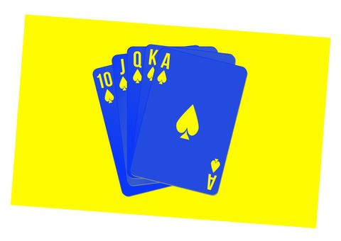 Pokerhand i blågula färger