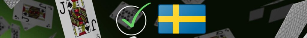 Spelkort i bakgrunden, grön bock och svenska flaggan